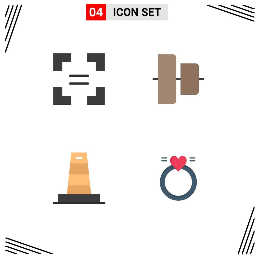 Stock Vector Icon Pack of 4 Line Signs and Symbols for full screen under align business merraige Editable Vector Design Elements