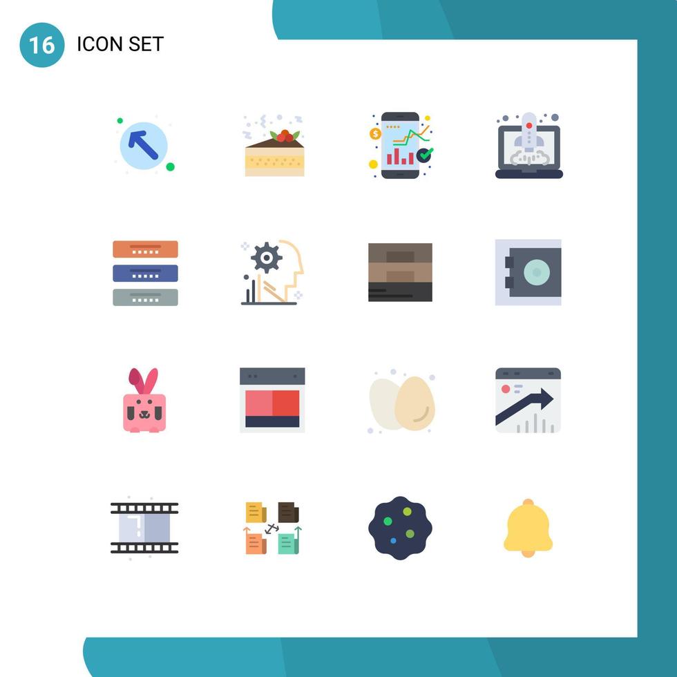 16 Universal Flat Color Signs Symbols of drawer cabinet market startup launching Editable Pack of Creative Vector Design Elements