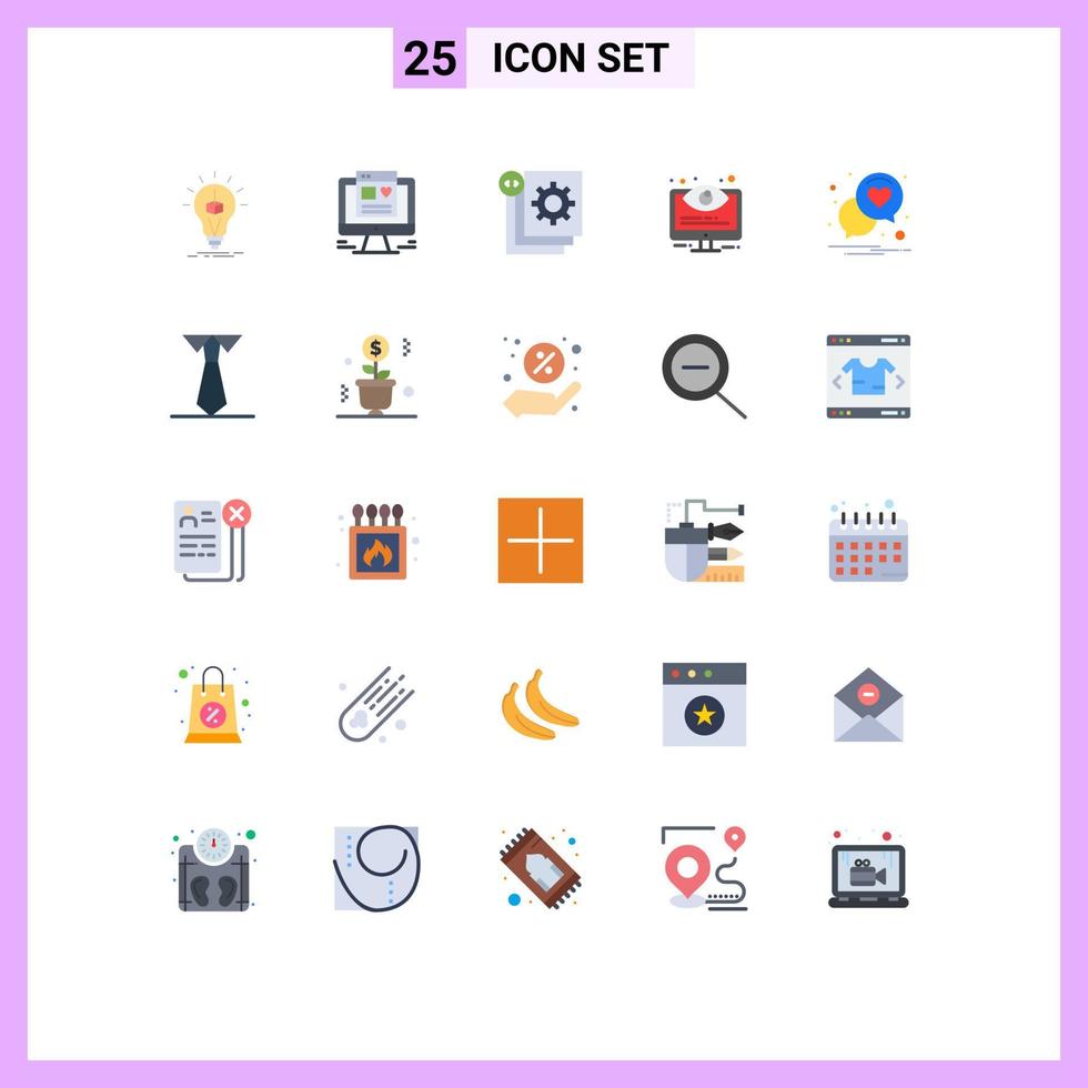 Set of 25 Modern UI Icons Symbols Signs for system monitoring coding control programming Editable Vector Design Elements