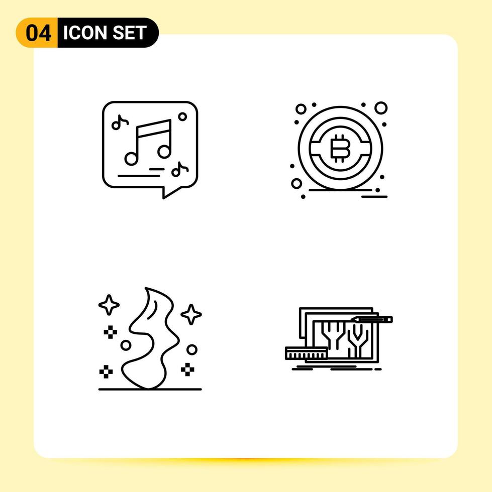 Pictogram Set of 4 Simple Filledline Flat Colors of chat smoke music money witch Editable Vector Design Elements