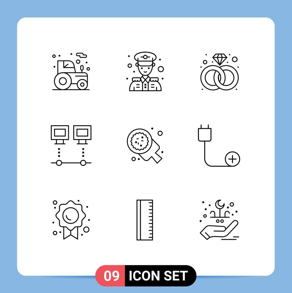 Mobile Interface Outline Set of 9 Pictograms of italian baking present pc devices Editable Vector Design Elements