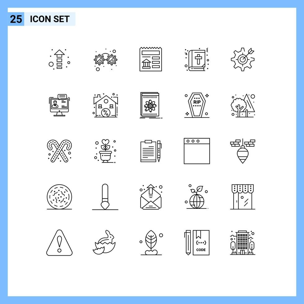 paquete de iconos de vector de stock de 25 signos y símbolos de línea para establecer el enfoque ui configurar elementos de diseño de vector editables de navidad