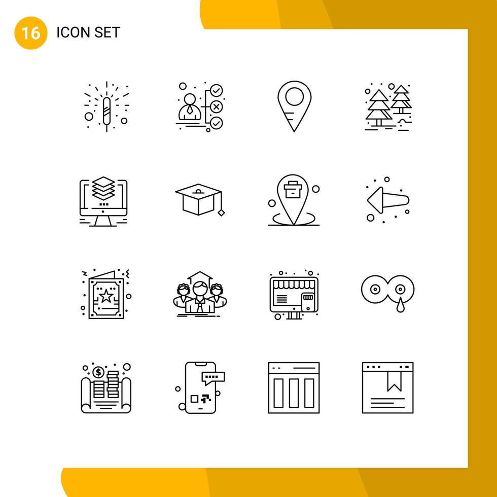 User Interface Pack of 16 Basic Outlines of duplicate file location design tree Editable Vector Design Elements