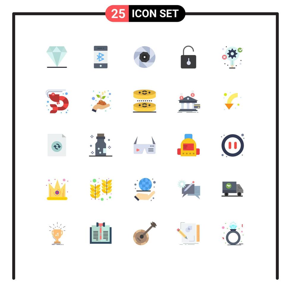 25 Universal Flat Colors Set for Web and Mobile Applications unlock safety phone padlock shutter Editable Vector Design Elements