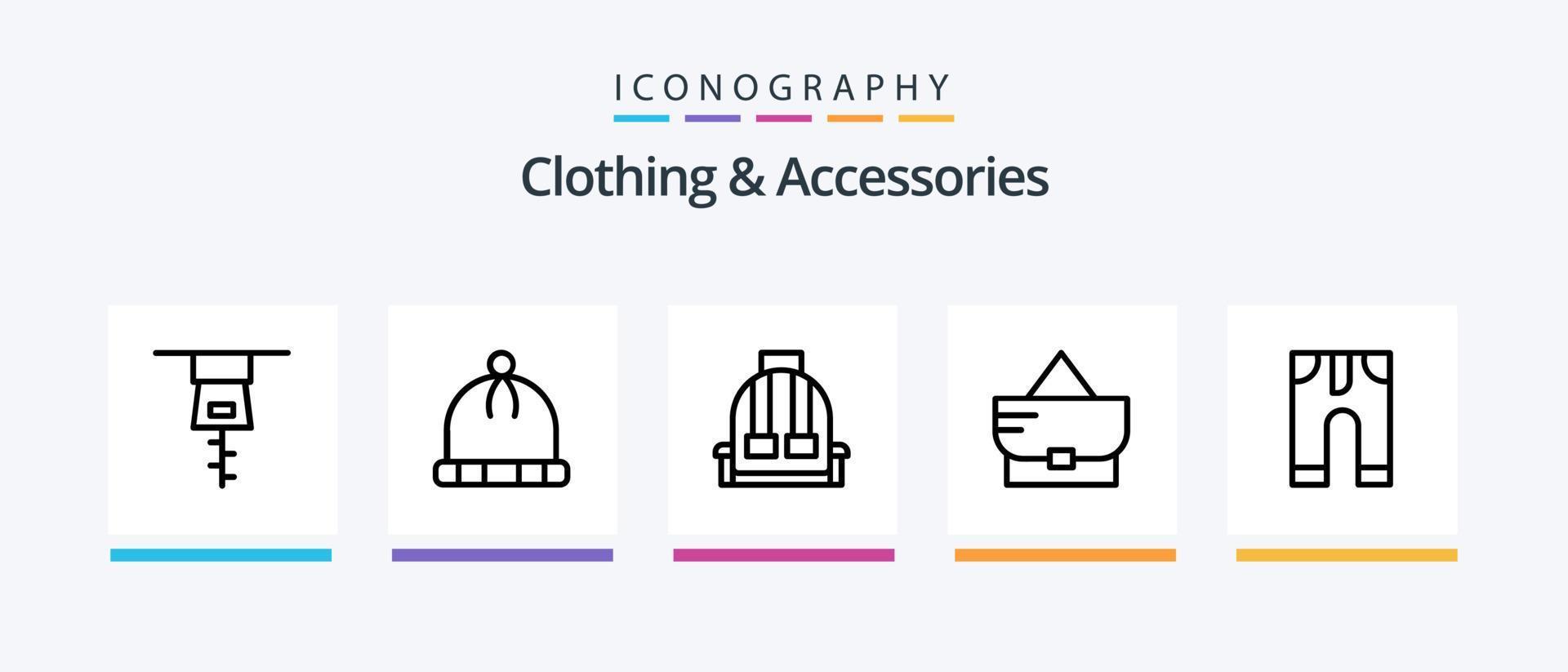Clothing and Accessories Line 5 Icon Pack Including . view. button. Creative Icons Design vector