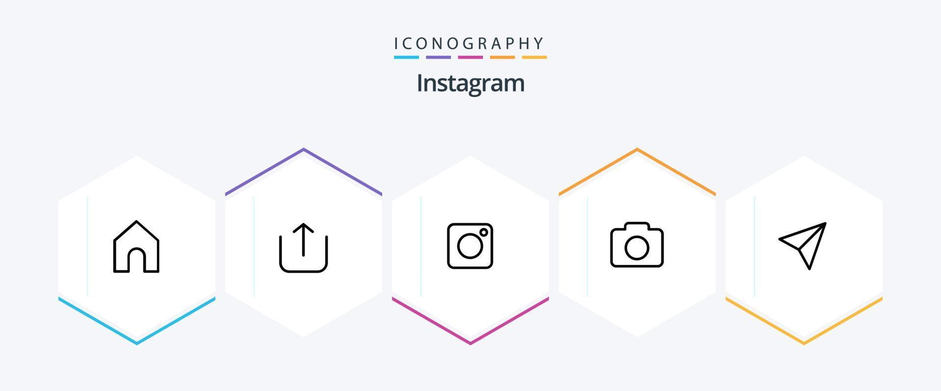Instagram 25 Line icon pack including . share. photo. sets. image vector