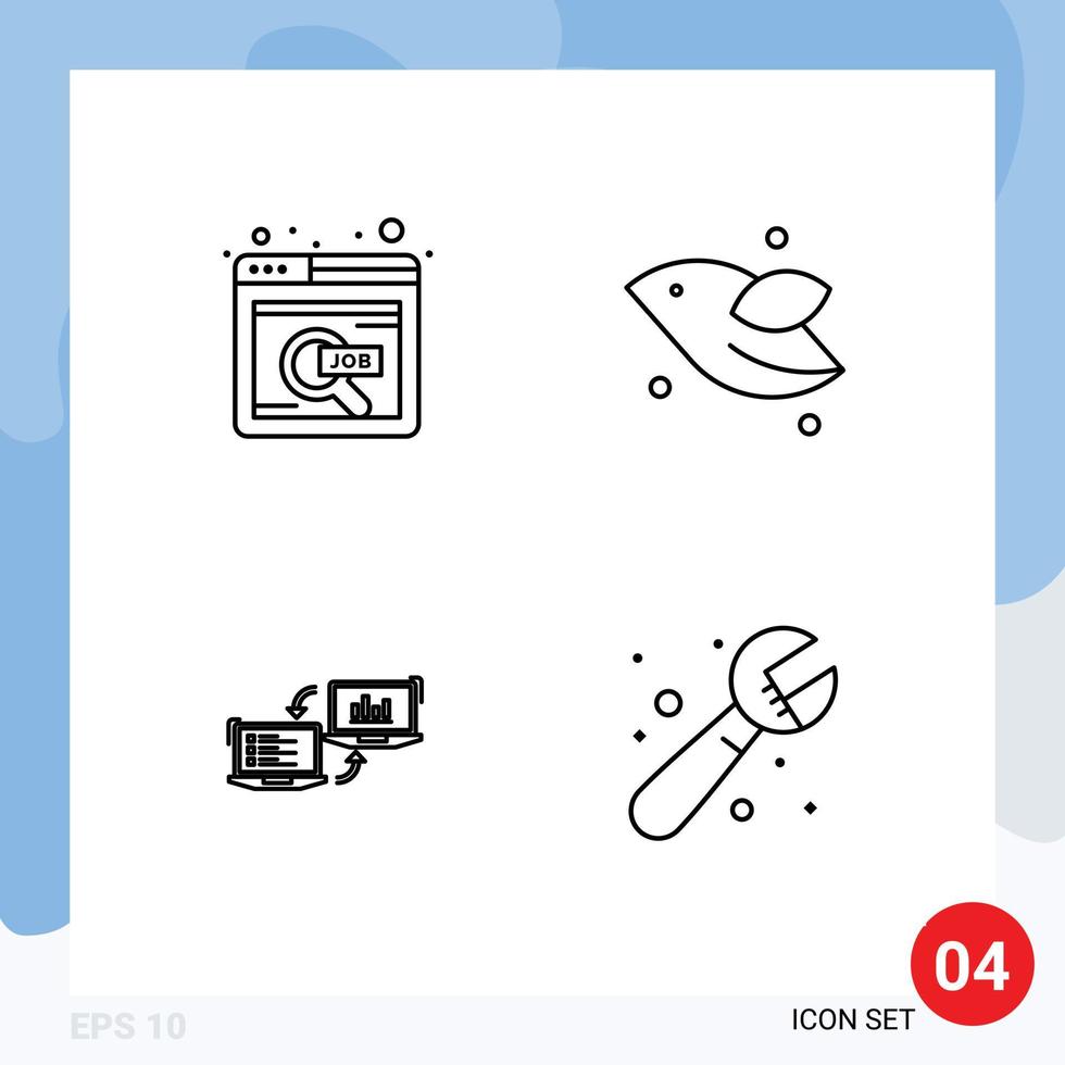Editable Vector Line Pack of 4 Simple Filledline Flat Colors of find business online job fly connection Editable Vector Design Elements