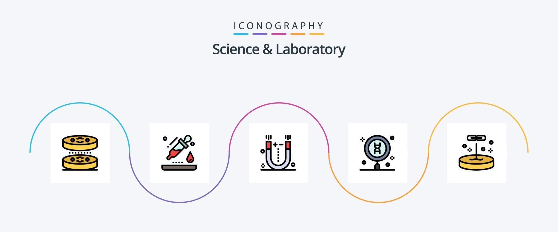 Science Line Filled Flat 5 Icon Pack Including biology. science. attraction. laboratory. biology vector