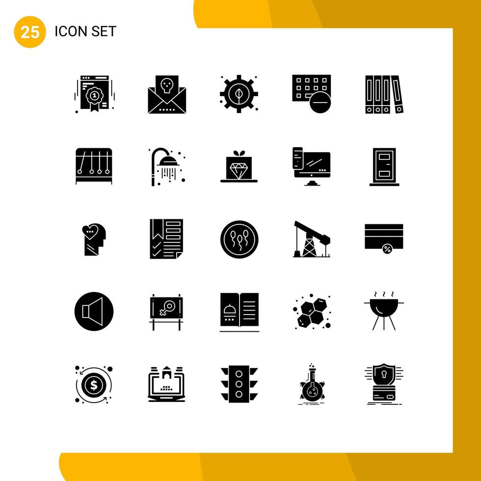 25 User Interface Solid Glyph Pack of modern Signs and Symbols of file hardware mail gadget computers Editable Vector Design Elements