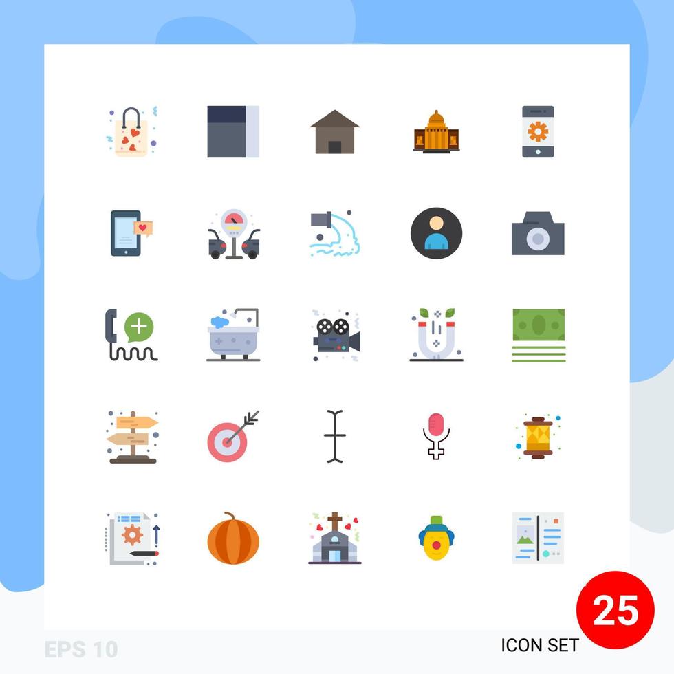 25 Thematic Vector Flat Colors and Editable Symbols of place architecture home house america Editable Vector Design Elements