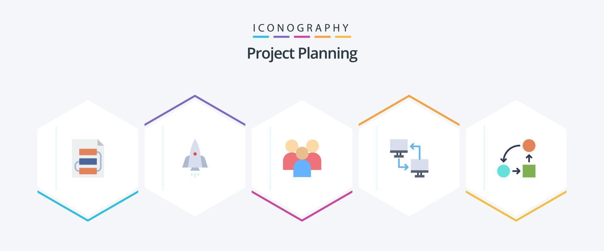 Project Planing 25 Flat icon pack including mobile. computer. startup. team. management vector