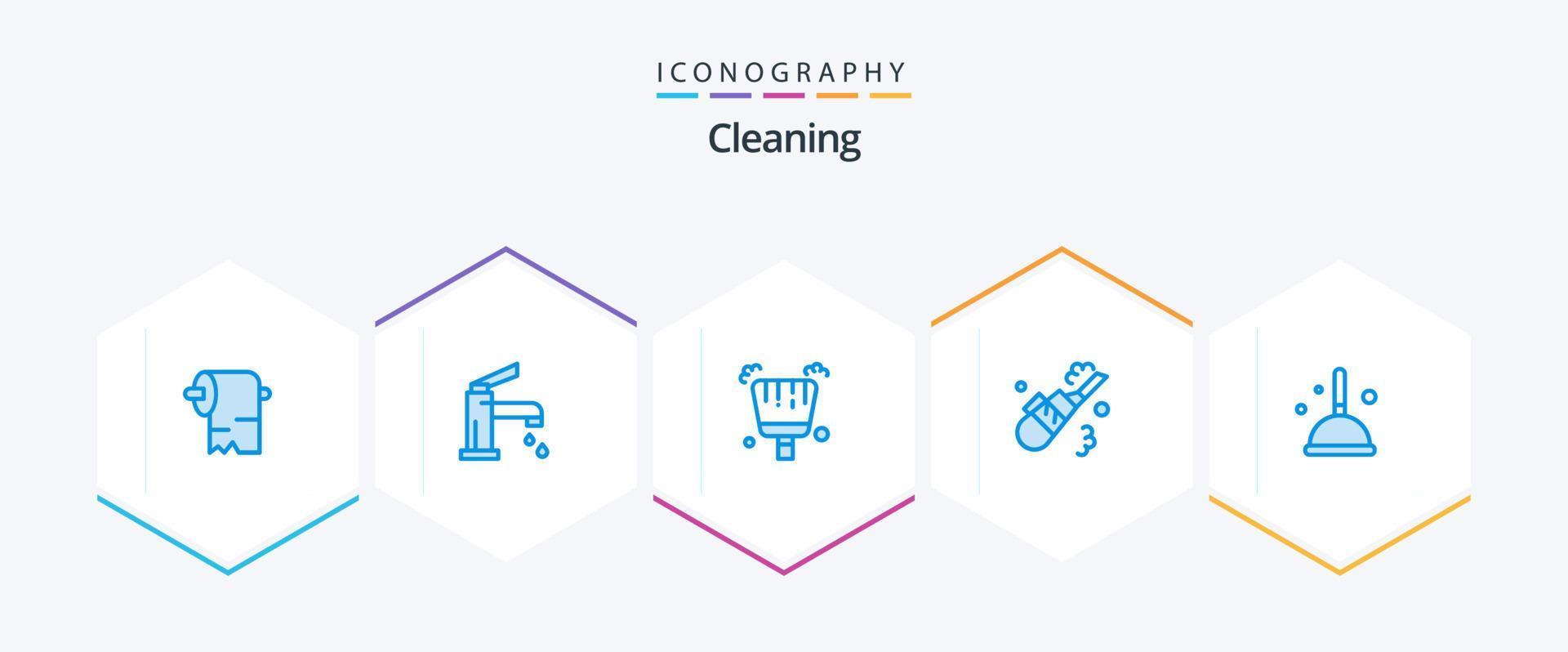 Cleaning 25 Blue icon pack including mop. broom. broom. pipe. cleaning vector