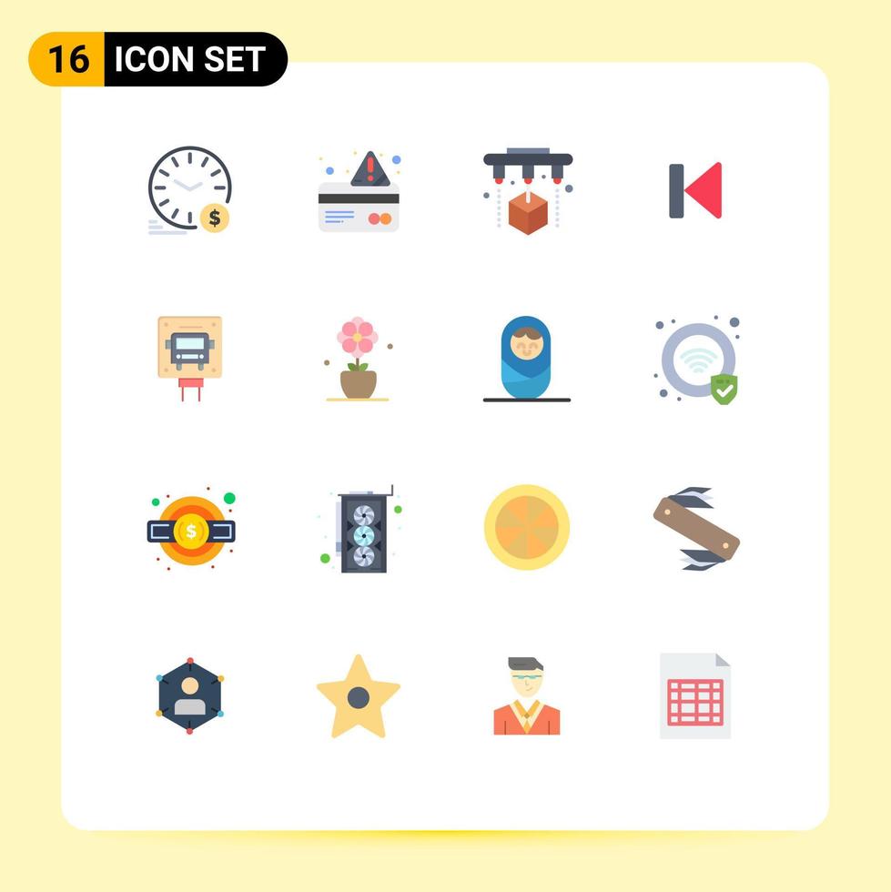 Concepto de 16 colores planos para sitios web, móviles y aplicaciones, control de pago de medios de bus, paquete editable de elementos de diseño de vectores creativos