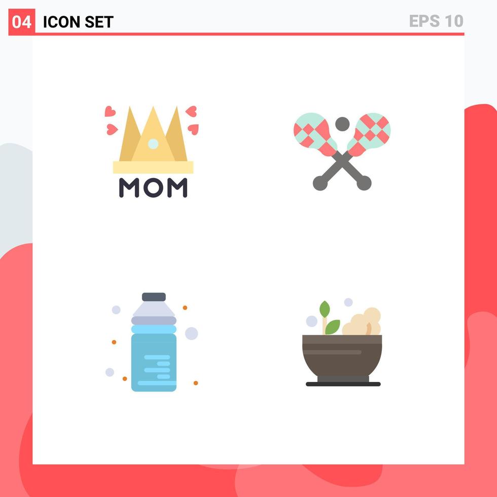 Pack of 4 Modern Flat Icons Signs and Symbols for Web Print Media such as hat bottle mother lacrosse food Editable Vector Design Elements