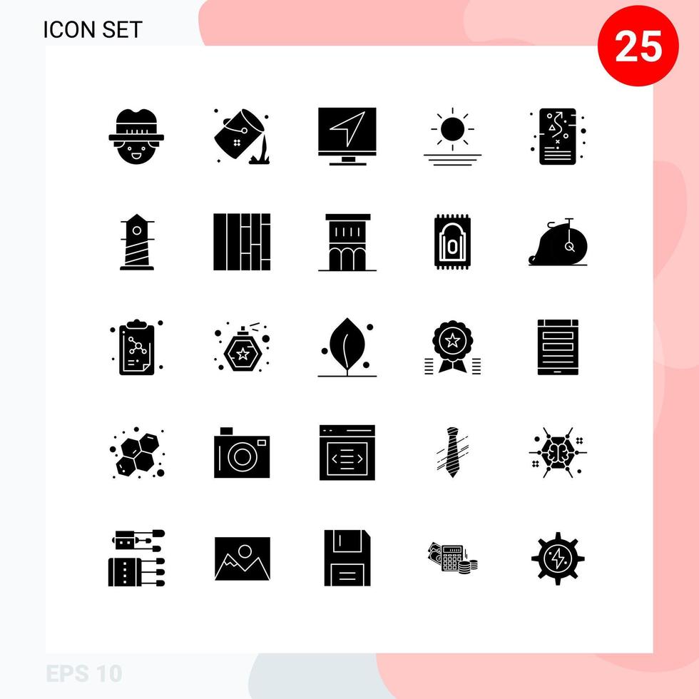 Stock Vector Icon Pack of 25 Line Signs and Symbols for management sun communication holiday online Editable Vector Design Elements