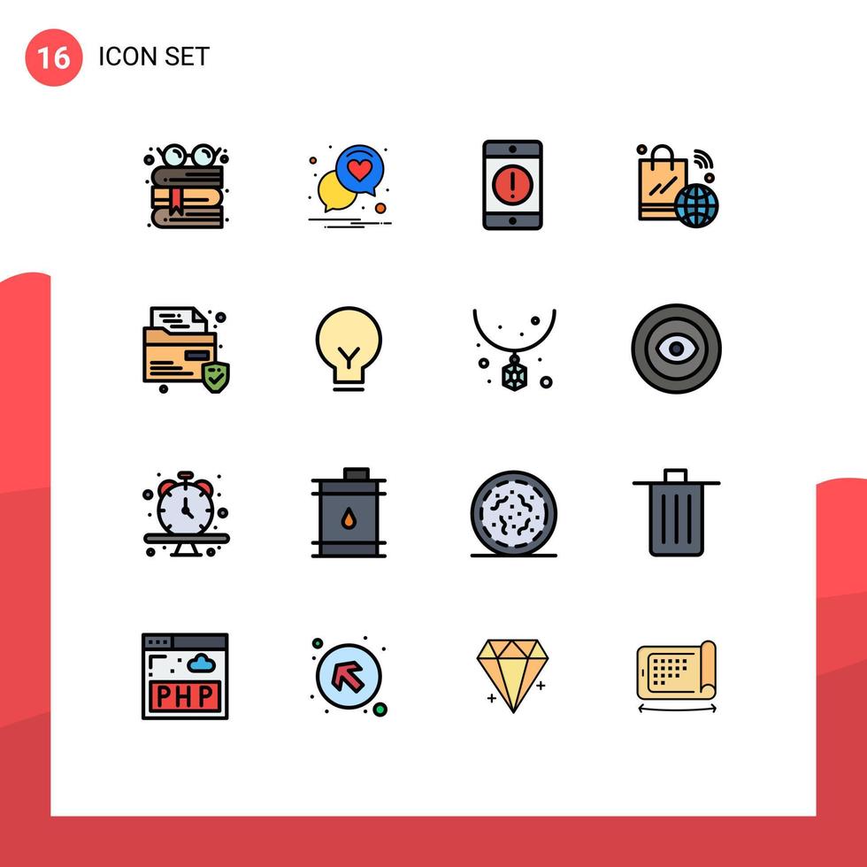 Stock Vector Icon Pack of 16 Line Signs and Symbols for wifi internet of things alert internet phone Editable Creative Vector Design Elements