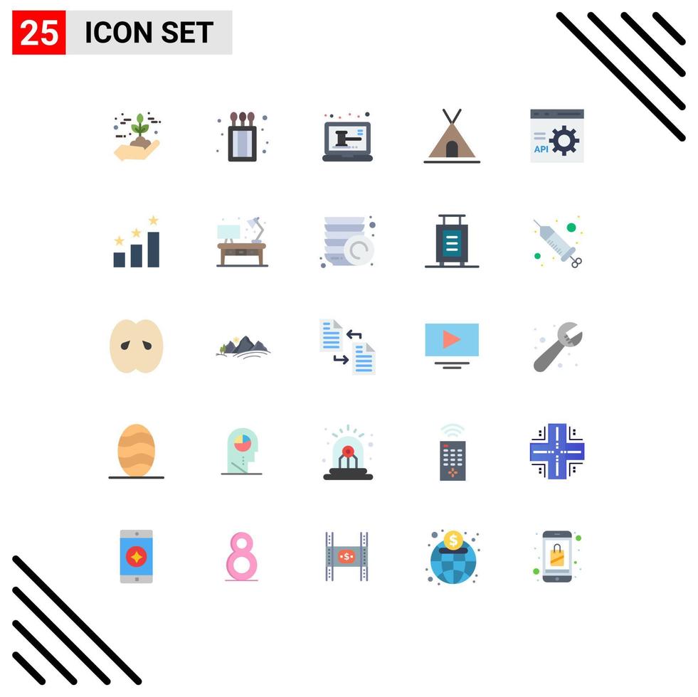 Modern Set of 25 Flat Colors and symbols such as coding travel auction tent holidays Editable Vector Design Elements