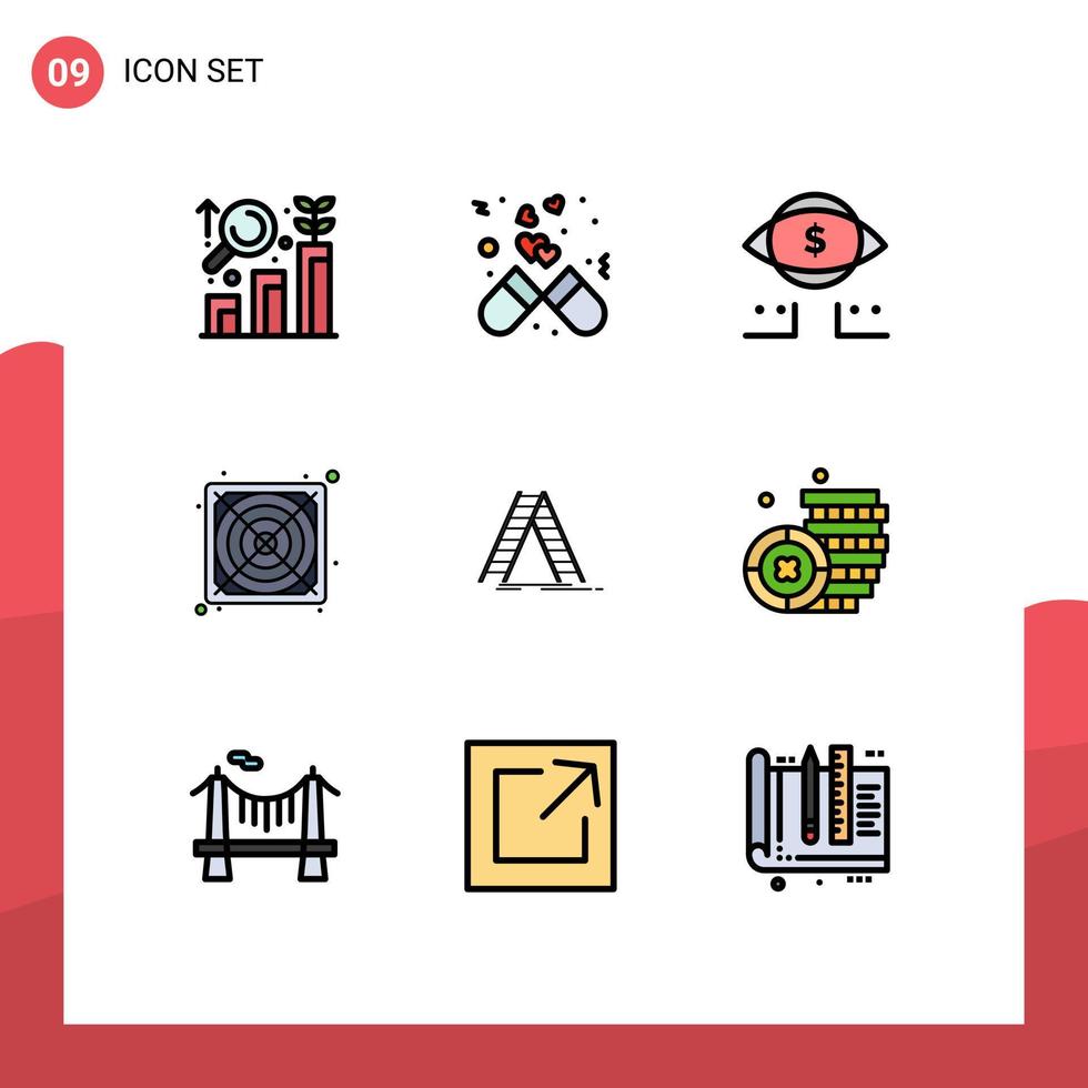 9 iconos creativos signos y símbolos modernos de elementos de diseño de vectores editables digitales de potencia de medicina de suministro de edificios