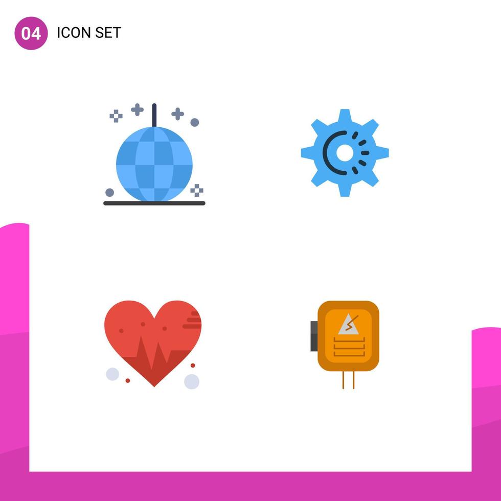 4 concepto de icono plano para sitios web, móviles y aplicaciones, celebración, adornos de amor, equipo, ritmo, elementos de diseño vectorial editables. vector