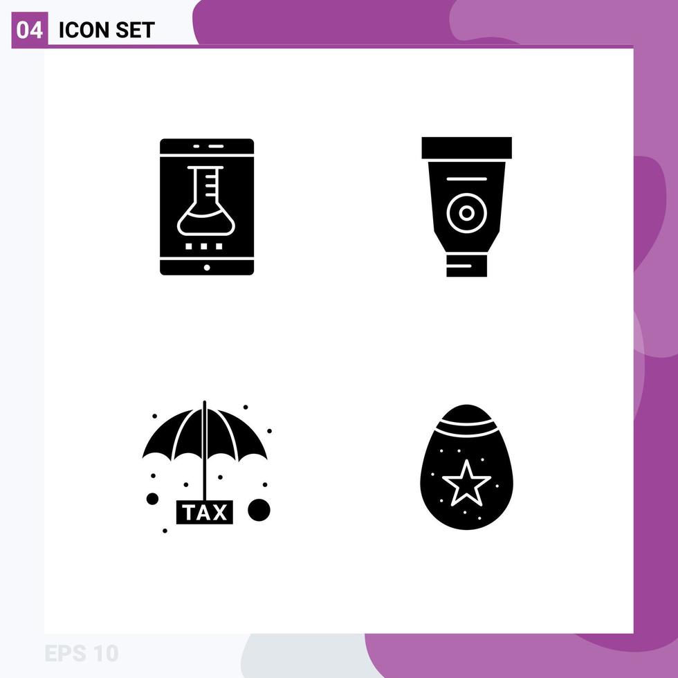 Editable Vector Line Pack of 4 Simple Solid Glyphs of lab app evasion smart lab equipment plan Editable Vector Design Elements