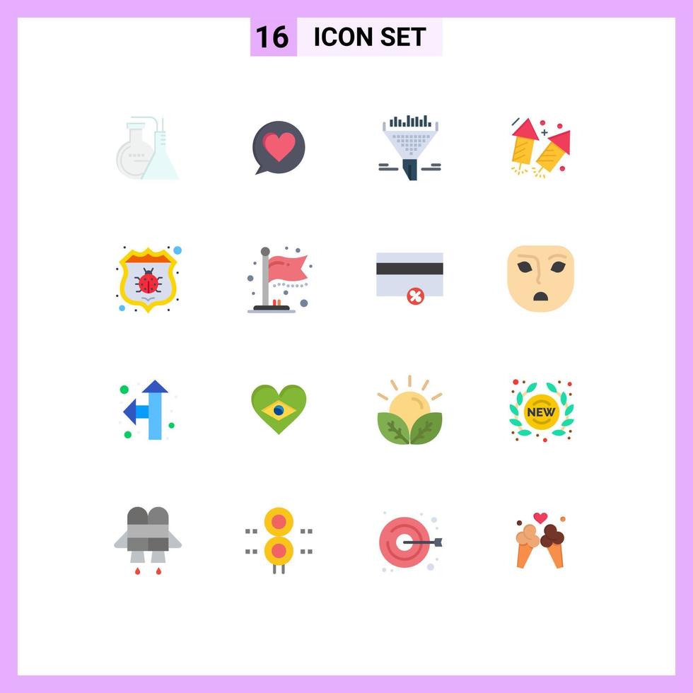 16 Creative Icons Modern Signs and Symbols of protect antivirus data fire love Editable Pack of Creative Vector Design Elements
