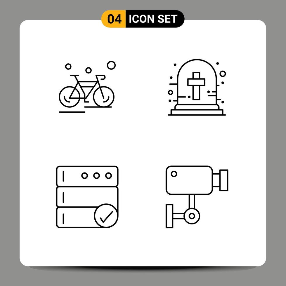 Modern Set of 4 Filledline Flat Colors and symbols such as bicycle backup sport halloween cross server Editable Vector Design Elements