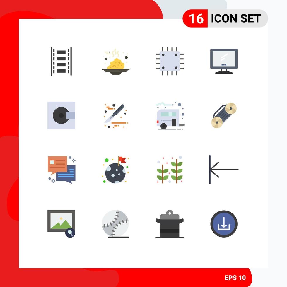 16 Universal Flat Color Signs Symbols of imac monitor thanks day computer gadget Editable Pack of Creative Vector Design Elements