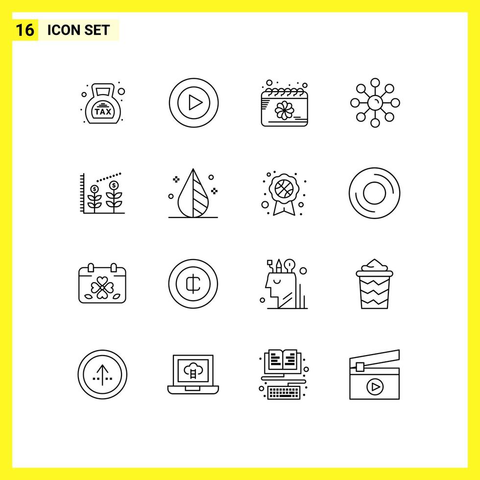 Modern Set of 16 Outlines and symbols such as finance skin calendar skin care dry skin Editable Vector Design Elements