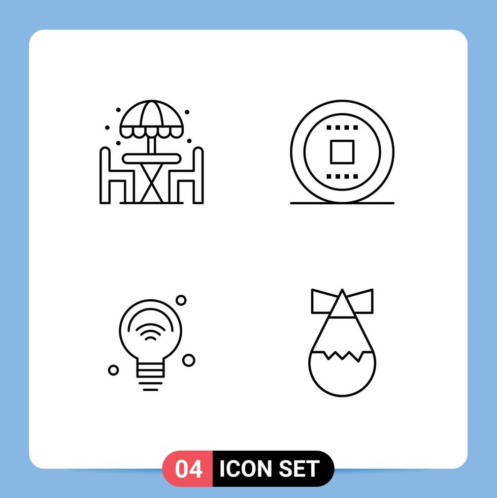 4 User Interface Line Pack of modern Signs and Symbols of home internet table stop iot Editable Vector Design Elements