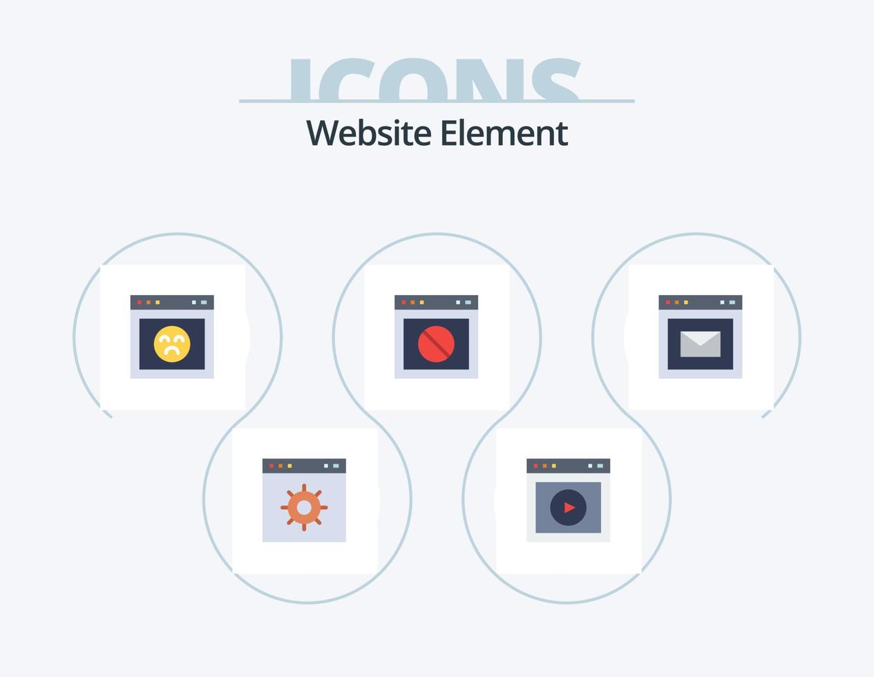elemento del sitio web paquete de iconos planos 5 diseño de iconos. sitio web. advertencia. sitio web. detener. sitio web vector