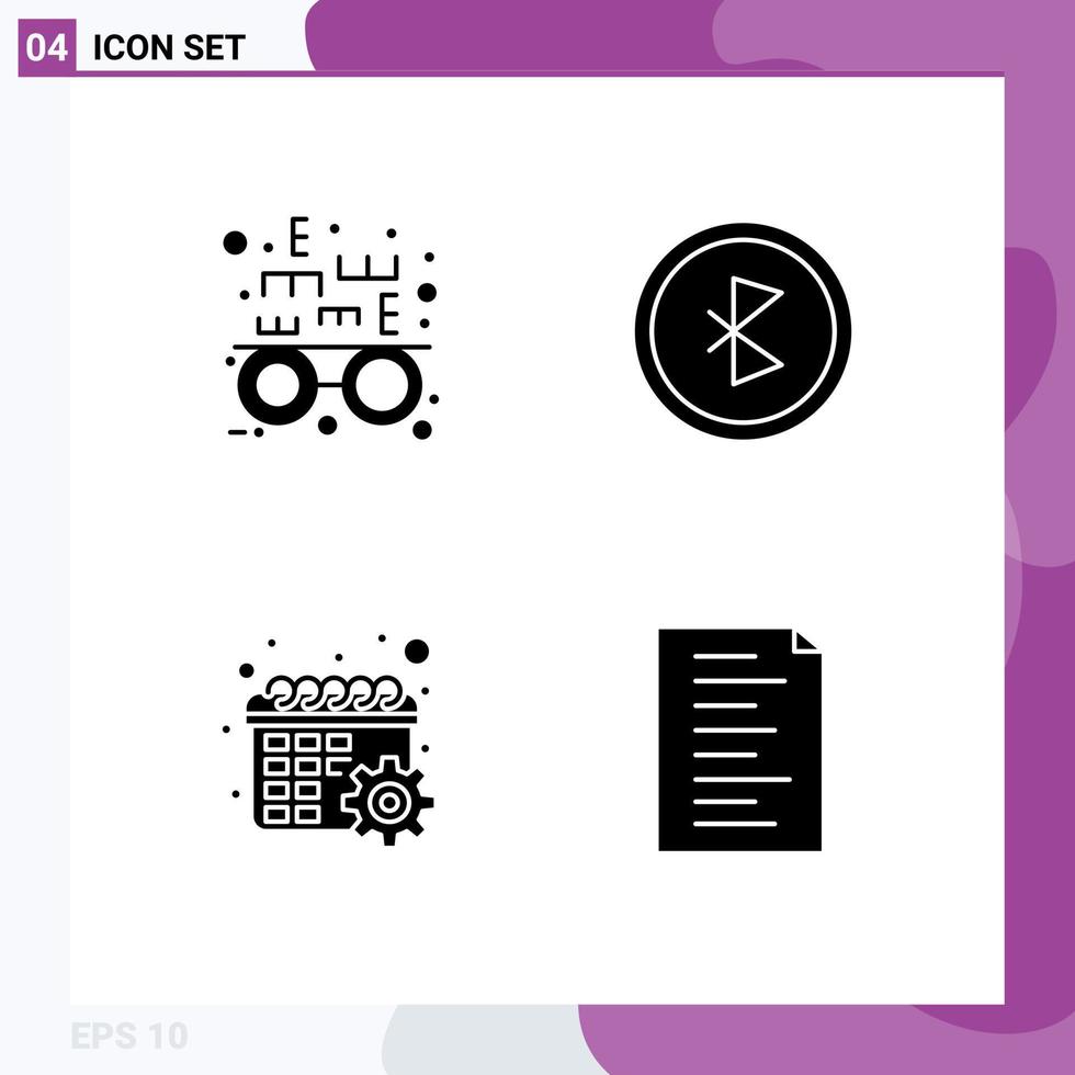 4 Creative Icons Modern Signs and Symbols of eye test gear bluetooth network settings Editable Vector Design Elements