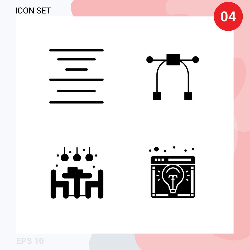 Pack of Modern Solid Glyphs Signs and Symbols for Web Print Media such as align dinner design home business idea Editable Vector Design Elements