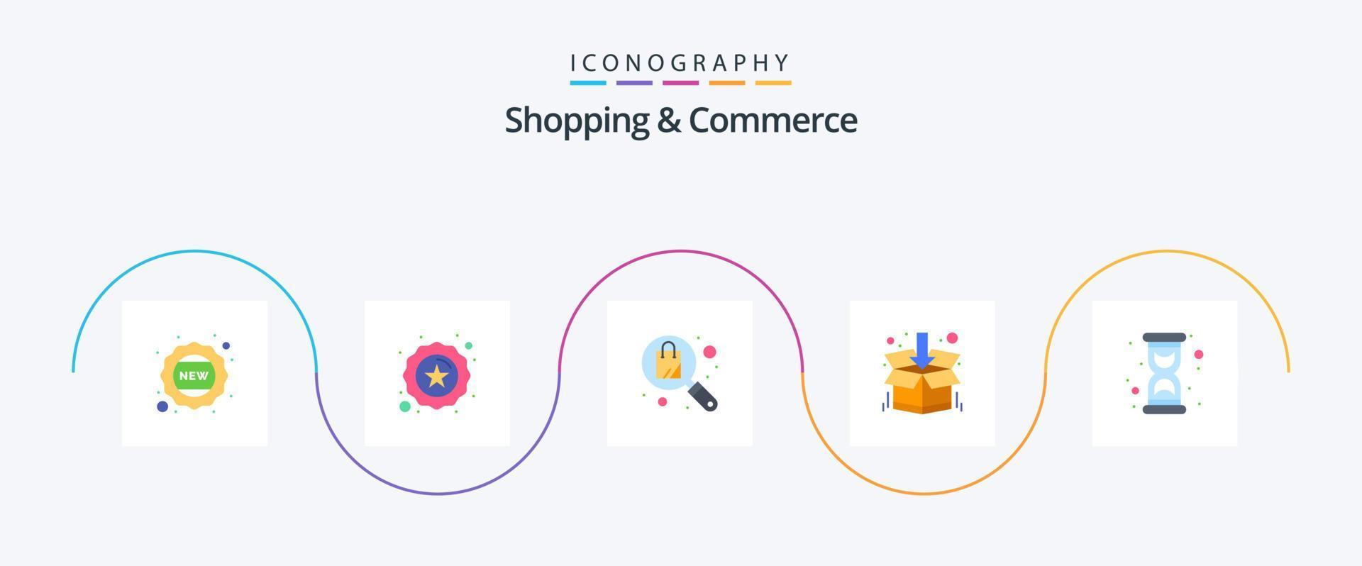 Shopping And Commerce Flat 5 Icon Pack Including . watch. shopping. hour. shopping vector