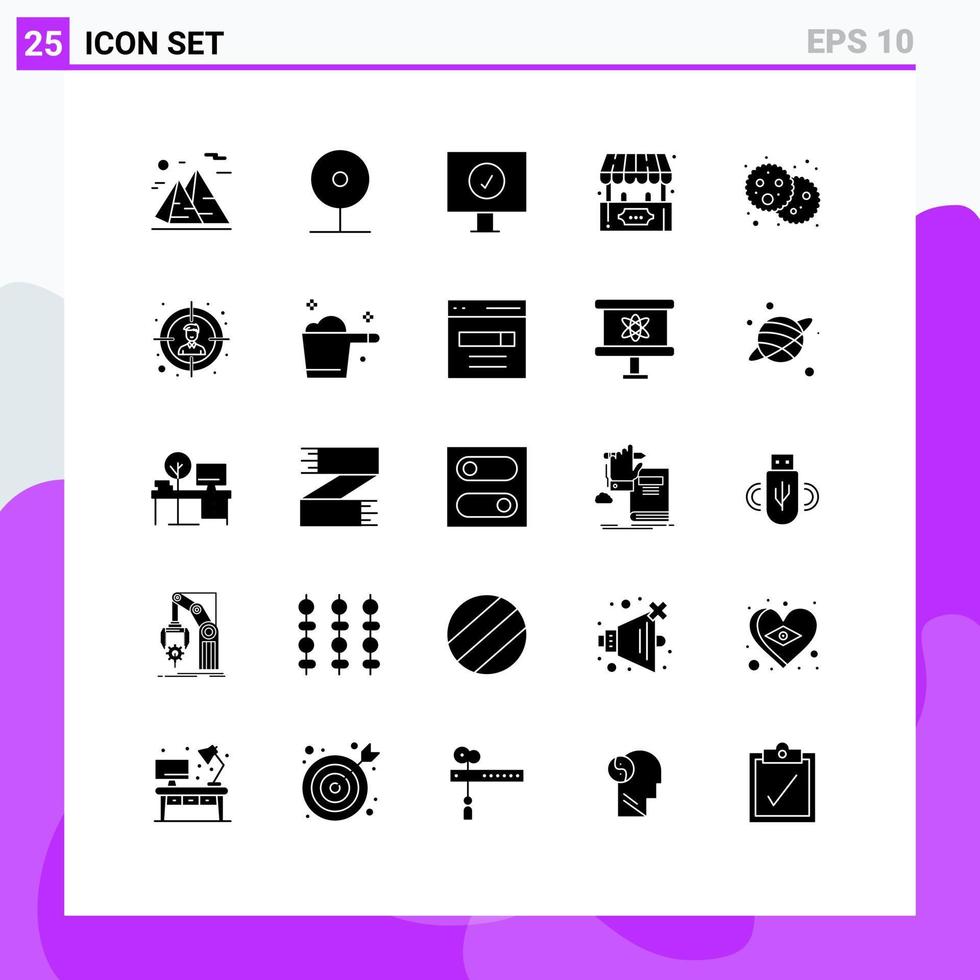 25 Solid Glyph concept for Websites Mobile and Apps bread game play fun protection Editable Vector Design Elements