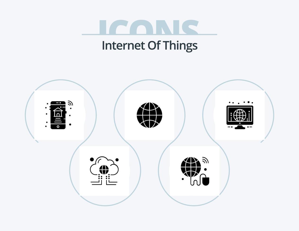 internet de las cosas glifo icon pack 5 diseño de iconos. globo. iot mundo. Internet de las Cosas. bienes raíces vector