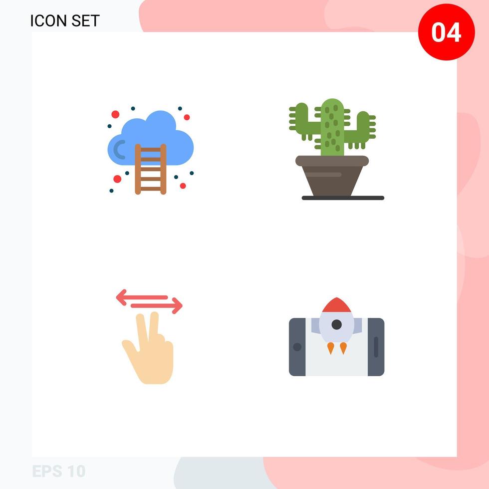 Set of 4 Vector Flat Icons on Grid for business mobile marketing plant app Editable Vector Design Elements