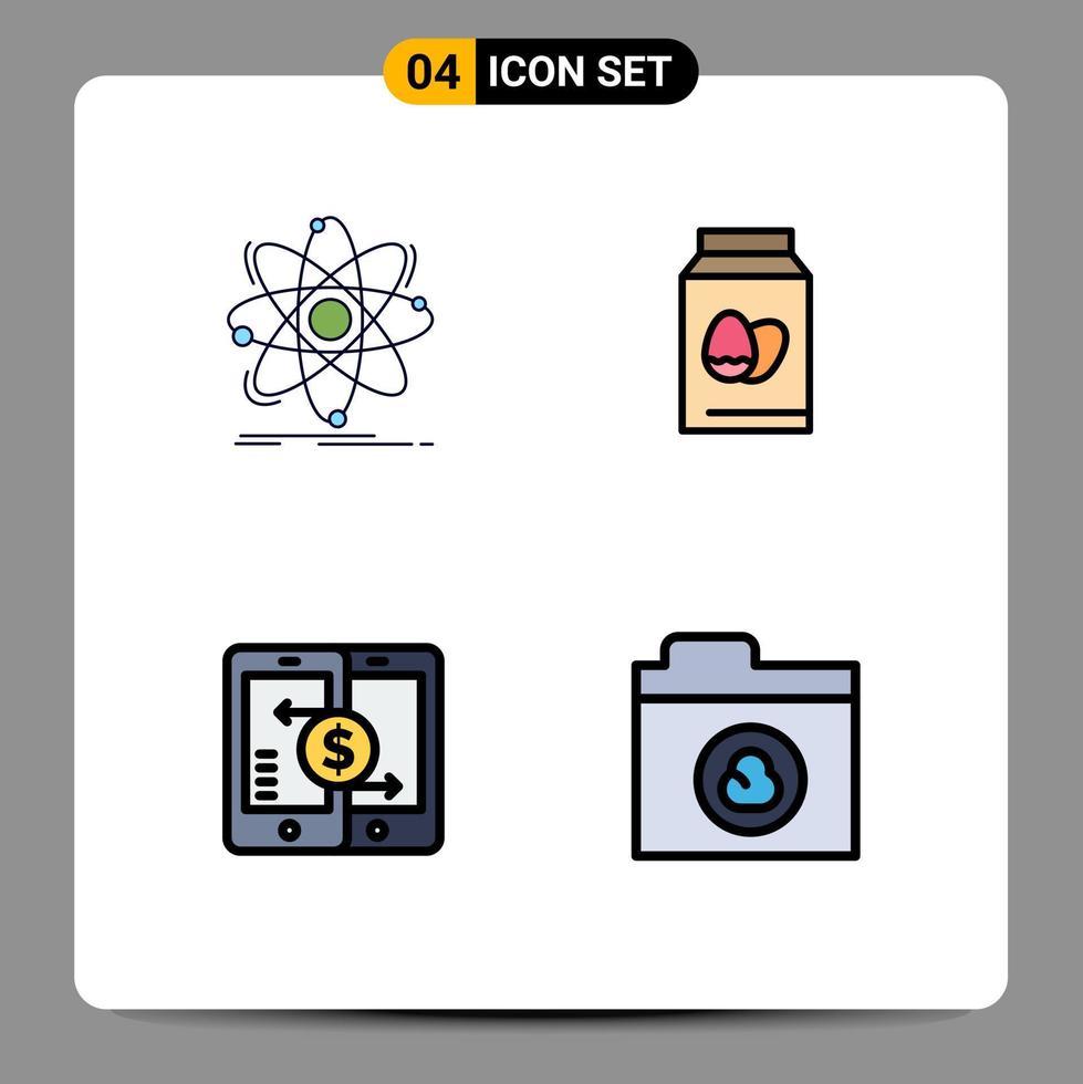 Stock Vector Icon Pack of 4 Line Signs and Symbols for atom mobile physics bottle payments Editable Vector Design Elements