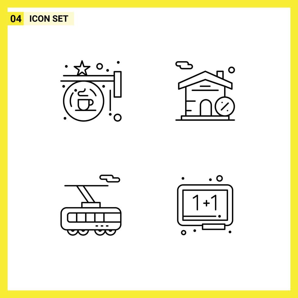 conjunto de pictogramas de 4 colores planos de línea de llenado simple de elementos de diseño de vector editables de transporte de casa de tienda inteligente de tablero