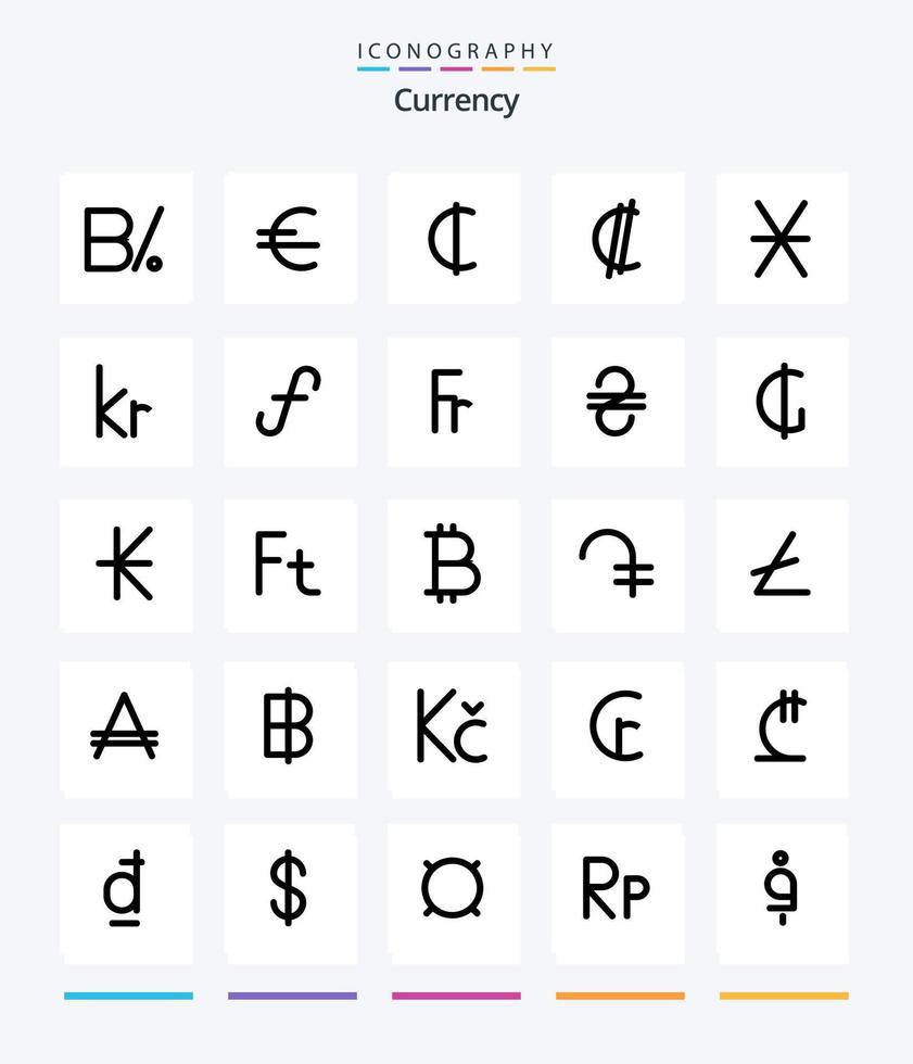 Creative Currency 25 OutLine icon pack  Such As rican. costa . finance. colon . money vector