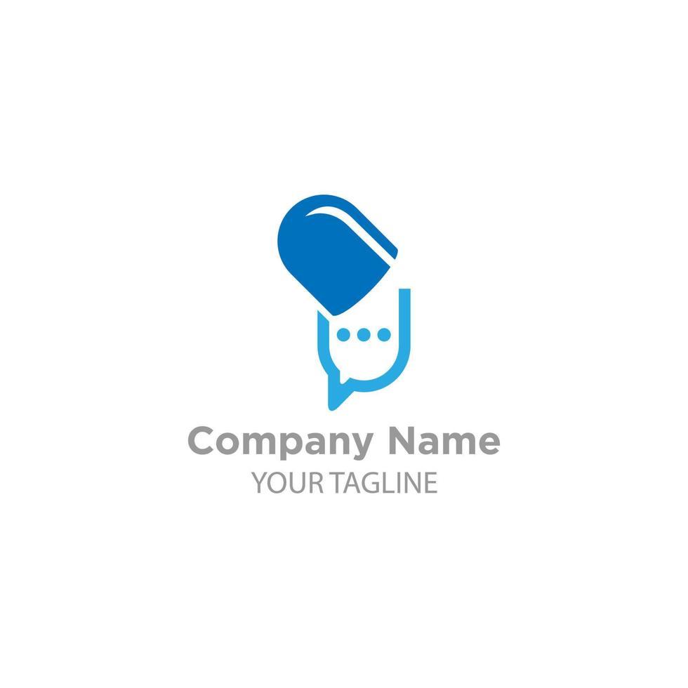 Capsule talking vector logo template. This design use pill symbol. Suitable for medical.