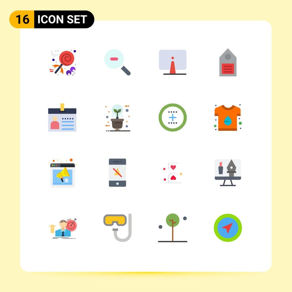 16 User Interface Flat Color Pack of modern Signs and Symbols of badge tag computer environment eco Editable Pack of Creative Vector Design Elements