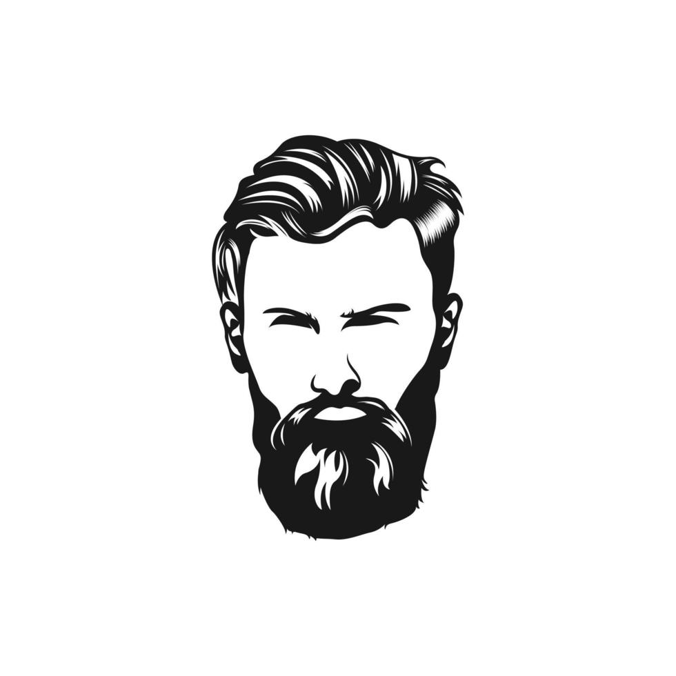 diseño de logotipo de hombre hipster. Impresionante logotipo de hombre hipster. un hombre con logotipo de barba circular. vector