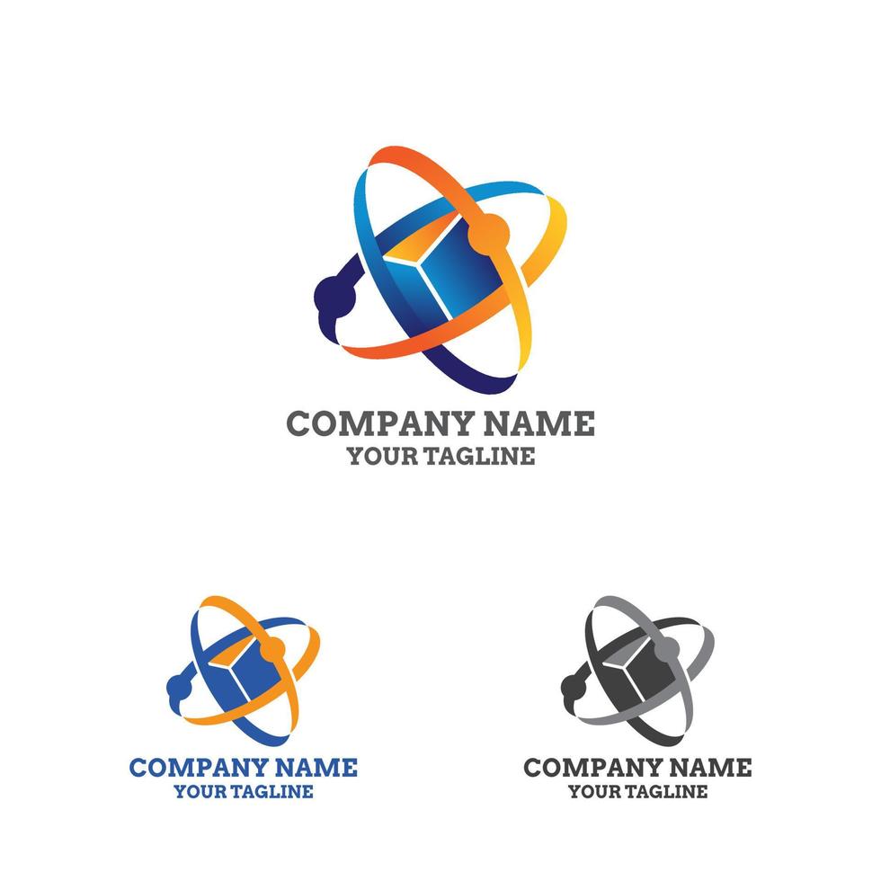 set of satellite web rings orbit planet logo tech design concept Vector illustration