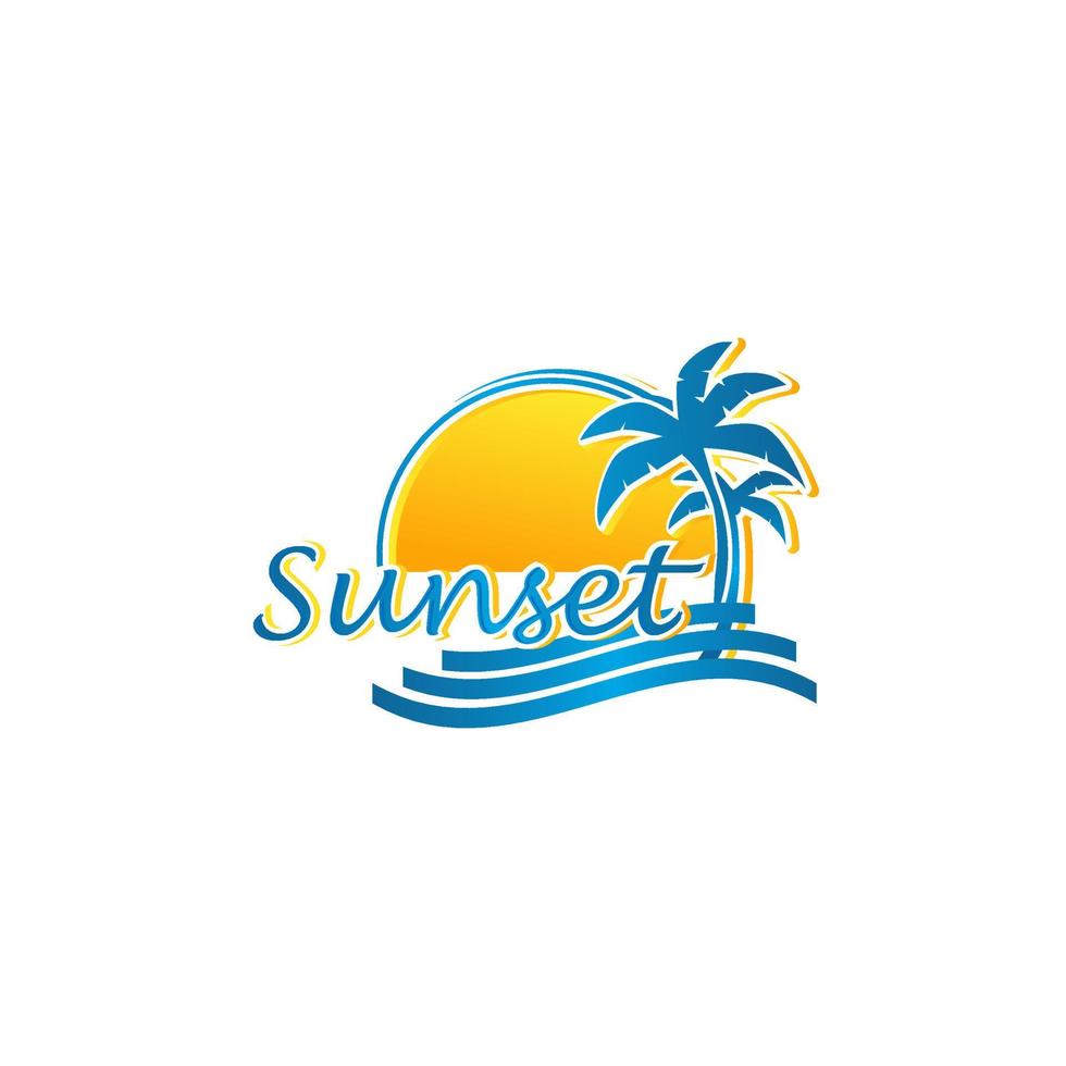 tipografía de playa de puesta de sol, gráficos de camisetas, vectores, surf, diseño de logotipo de puesta de sol vector