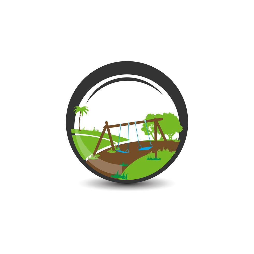Round landscape nature logo Design Vector Stock . Landscape Logo Design