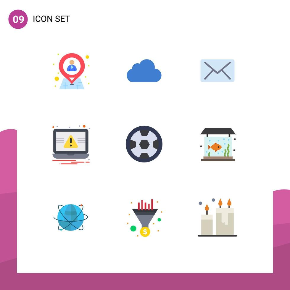 Modern Set of 9 Flat Colors Pictograph of award alert cloudy notification essentials Editable Vector Design Elements