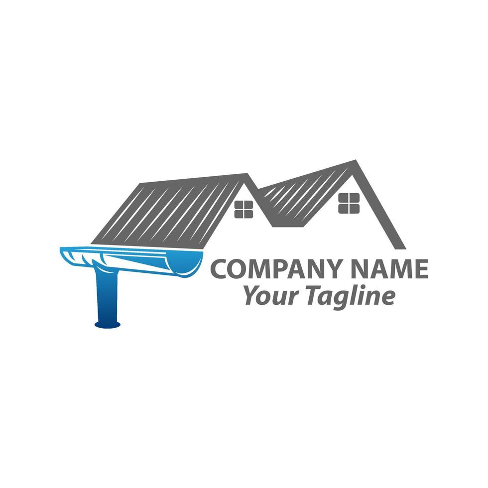 house roof gutter logo design. home pipe installation vector template illustration