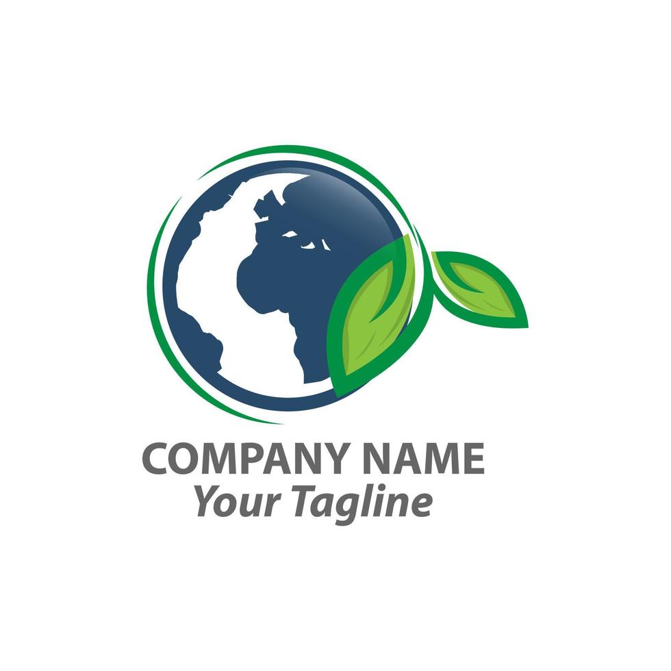 Globe with green leaves icon. Symbol of ecological, sustainable, green and pollution free planet. Vector Illustration