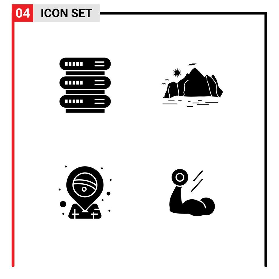 Modern Set of 4 Solid Glyphs and symbols such as computing brazil storage landscape pin Editable Vector Design Elements