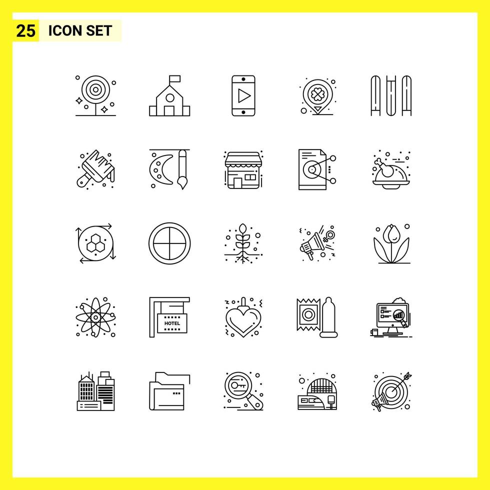 Set of 25 Modern UI Icons Symbols Signs for education marker science location day Editable Vector Design Elements